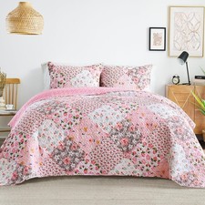 Patchwork Quilt Twin Size, Extra Soft Boho Floral Bedspreads for Bed Reversib...