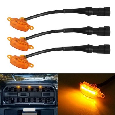 3Pcs geräucherte bernsteingelbe LED-Frontgrill-Lauflichter für Ford Raptor F-150