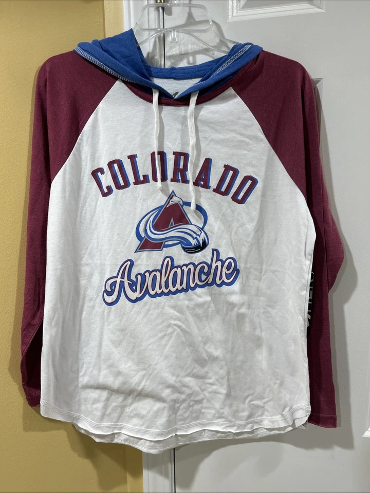 Colorado Avalanche Women’s Long Sleeve Large Hooded T-shirt G-III 4her NWT - Image 2 of 4