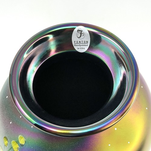 Vaso in vetro Fenton Cowboy Ghost Rider dipinto a mano da S. Waters negli USA con scatola - Foto 8 di 16