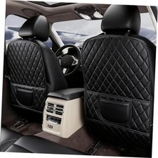 Leatherette Car Seat Protector - 2 Pack Large Car Kick Mats with Storage Black