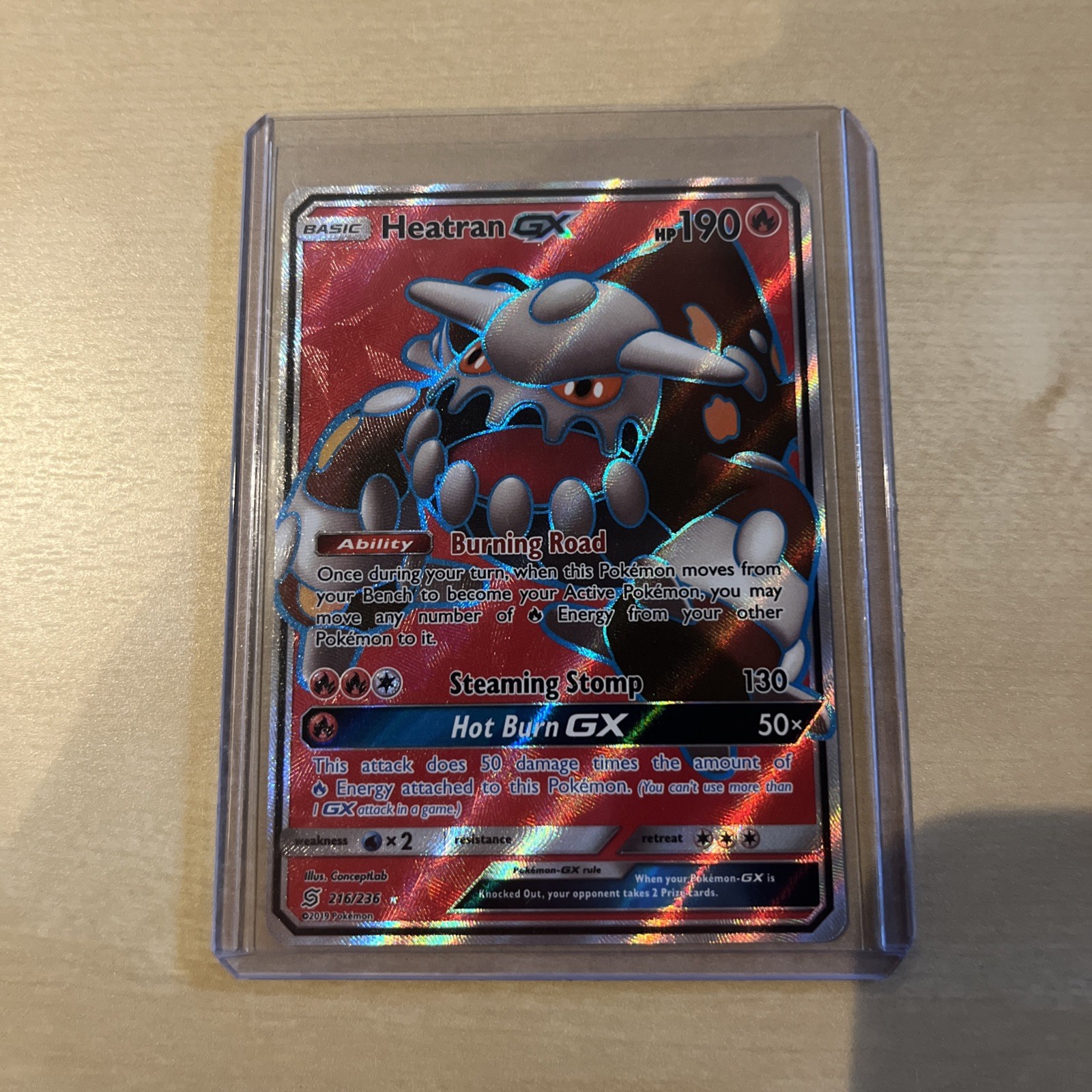 Heatran GX (Full Art) 216/236 SM - Unified Minds NM Pokemon Card TCG