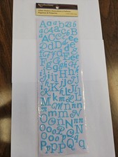 Alphabet Numbers Symbols Scrapbooking Stickers Blue Glitter Recollections Text