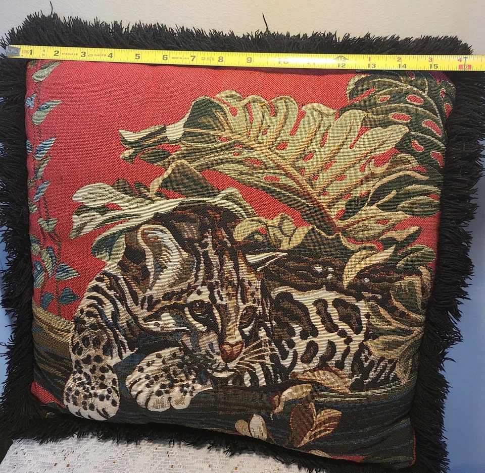 Ashford Court Tapestry Decorative Throw Pillow Animal Print Cheetah Leopard - Image 3 of 4