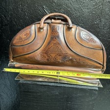 Vintage Mexican Leather Hand Tooled Mexico Golf Bag Aztec Zip Cover SHIPS TODAY