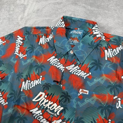 Dixxon Shirt Mens Large Miami The Vice Hawaiian Tropical AOP Resort Vacation New