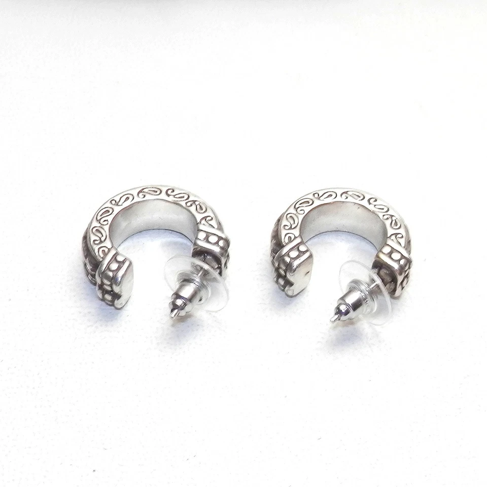 Brighton Scroll Half Hoop Earrings Post Pierced Iconic Thick Wide. - Image 3 of 4