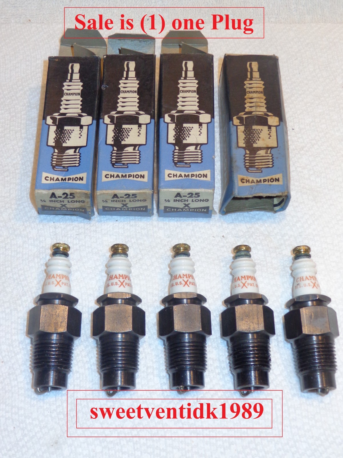  1  ..  NOS Champion X Spark Plug .. Made in USA .. Circa 1951