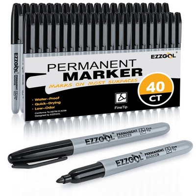 Ezzgol Black Permanent Markers Bulk, 40 Packs 1 Count (Pack of 40),