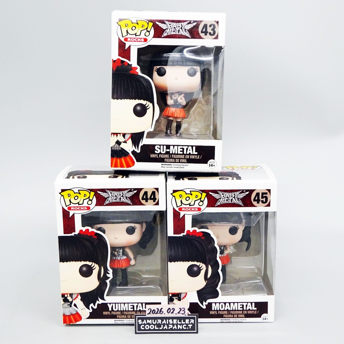 FUNKO POP! ROCKS BABYMETAL SU #43 YUI #44 MOA #45 SET OF 3 Vinyl