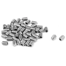 M3 x 5mm Cone Point Hex Socket Set Grub Screw Silver Tone 50Pcs