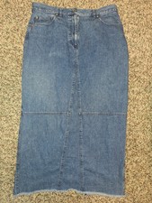 Vintage Ralph Lauren Jeans Co Denim Pencil Skirt Size 14 Y2K 90s Raw Hem