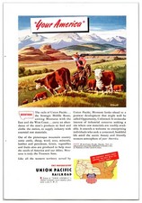 Vintage 1940s Union Pacific Railroad Original Print Advertisement (7inx 10in)
