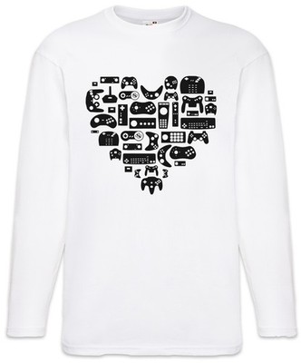 Controller Heart I Langarm T-Shirt Retro Gamer Controller Video Game Joystick TV