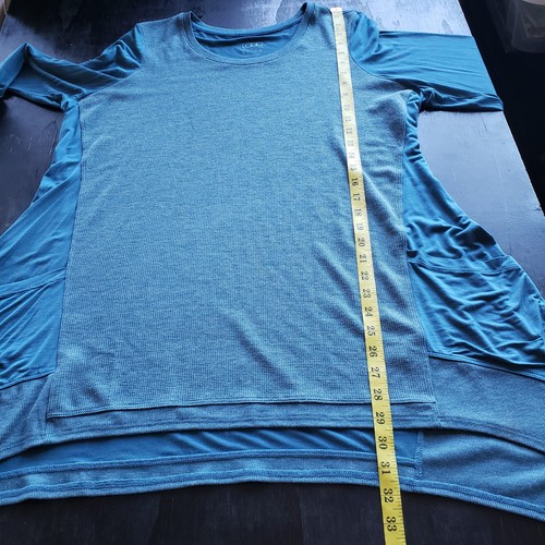Logo Lori Goldstein Top 1X Tunic Long Sleeve Mixed Knit Pockets Sharkbite Hem - Picture 5 of 6