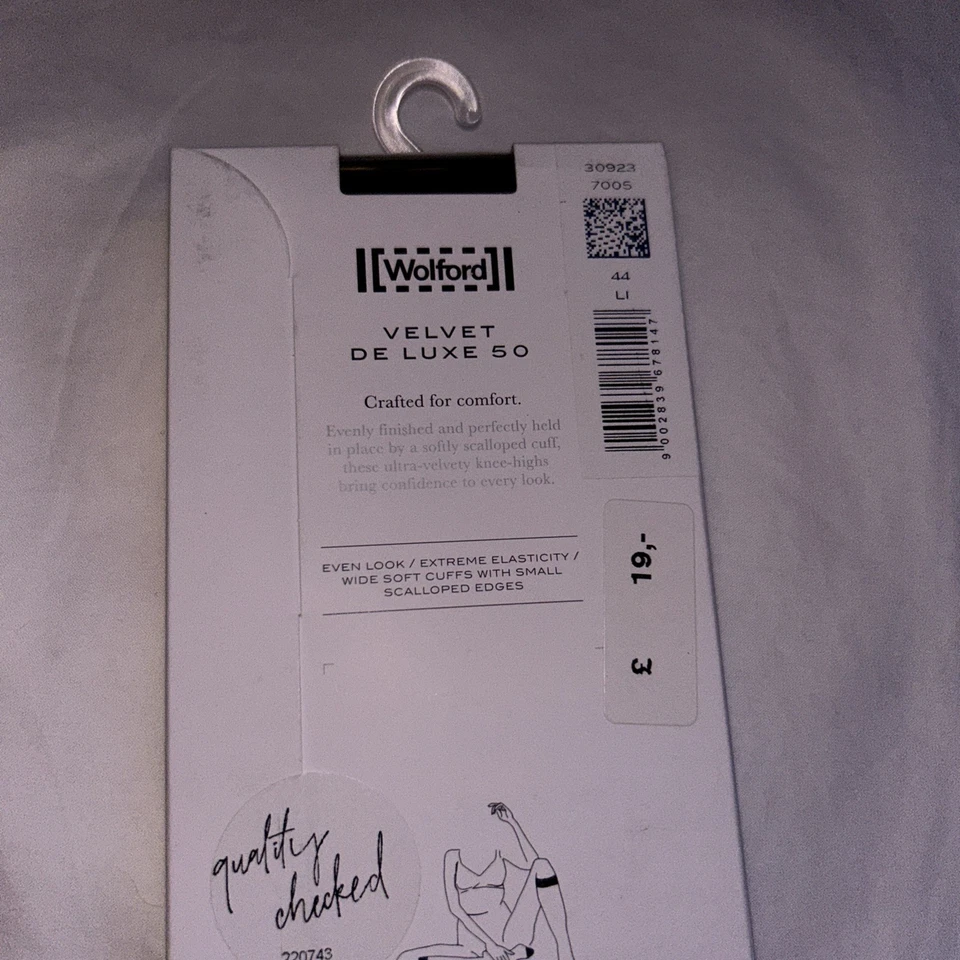 Wolford Velvet De Luxe 50 Denier hasta la rodilla negro mediano súper suave opaco mate Foto 3 de 4