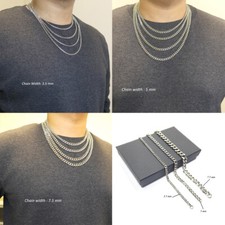 Silver Necklace Chain for Men Women Sturdy Curb Link In S.Steel Best Trendy Gift