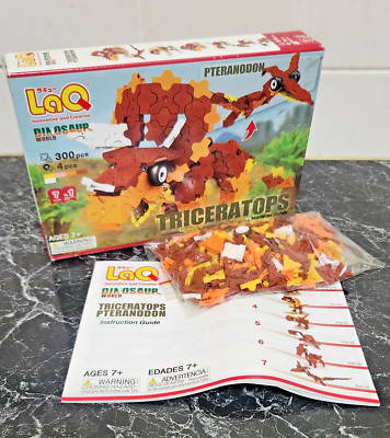Dinosaur Toy Builder Set LaQ Japan Triceratops & Pteranodon 7-in-1 300 Piece