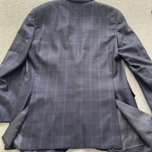 Ermen. Zegna Blazer Trofeo Silk, Wool 44R Blue Windowpane Italy Saks 5th FLAWS - Picture 11 of 24