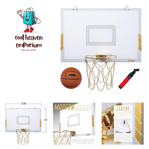 Mini Basketballkorb - Premium Gold Chrom Wandmontage Rückwand Mini Hoop mit...