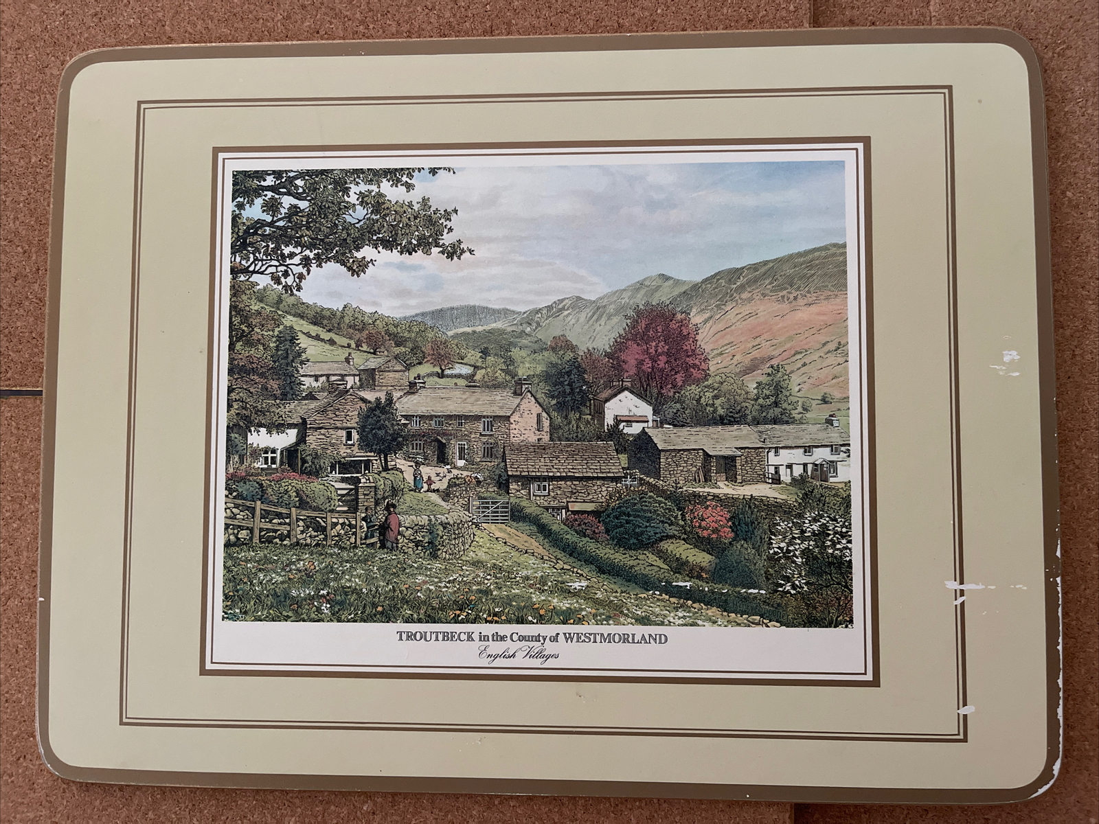 Pimpernel Place Mats Set of 4 Cork Back English Villages 9" X 12