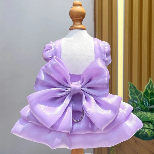 Pet Clothes Dog Princess Wedding Dress Tutu Big Bow Glossy Dress Cat Puppy Skirt - Picture 24 of 32