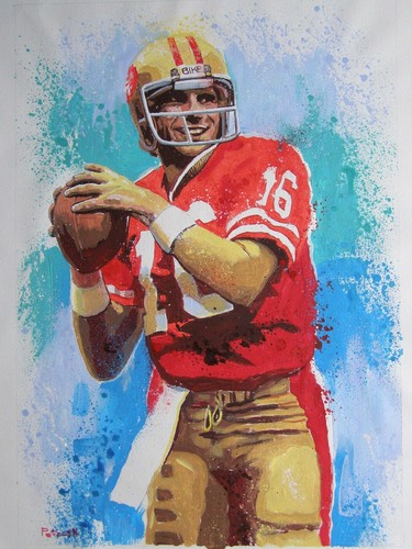 JOE MONTANA NFL QB 49ers Football Original Acrylic Painting Contemporary Art - Picture 3 of 5