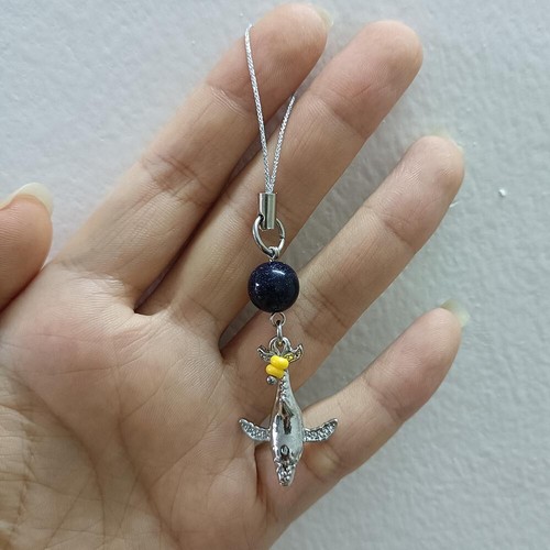 Phone Decor Charm "Ocean Flying Whale" Pendant with Bead Chain Cute Lucky Gift - 第 1/3 張圖片