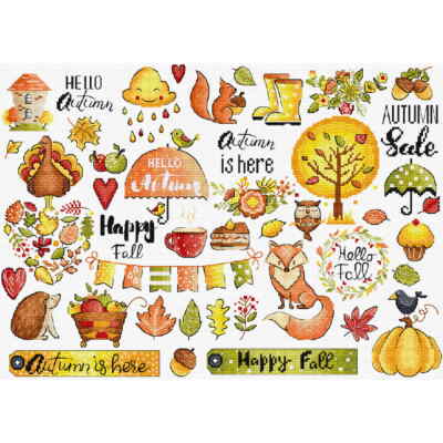 Letistitch Kreuzstich Stickpackung ''Herbst Sampler'', Zählmuster, 38x27cm
