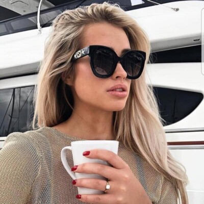 Gucci Women Sunglasses Black Grey Mirrored Gradient Square 