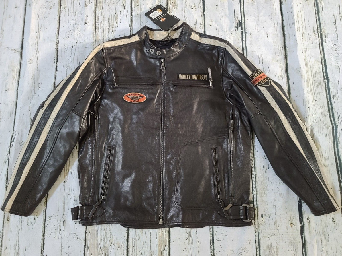 Harley Davidson Men's Command Black Leather Riding Jacket 2XL 98007-18VM