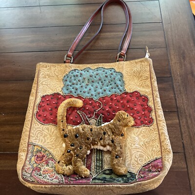 MADDALENA MARCONI Brown Beaded And Embroidered Cat Bag