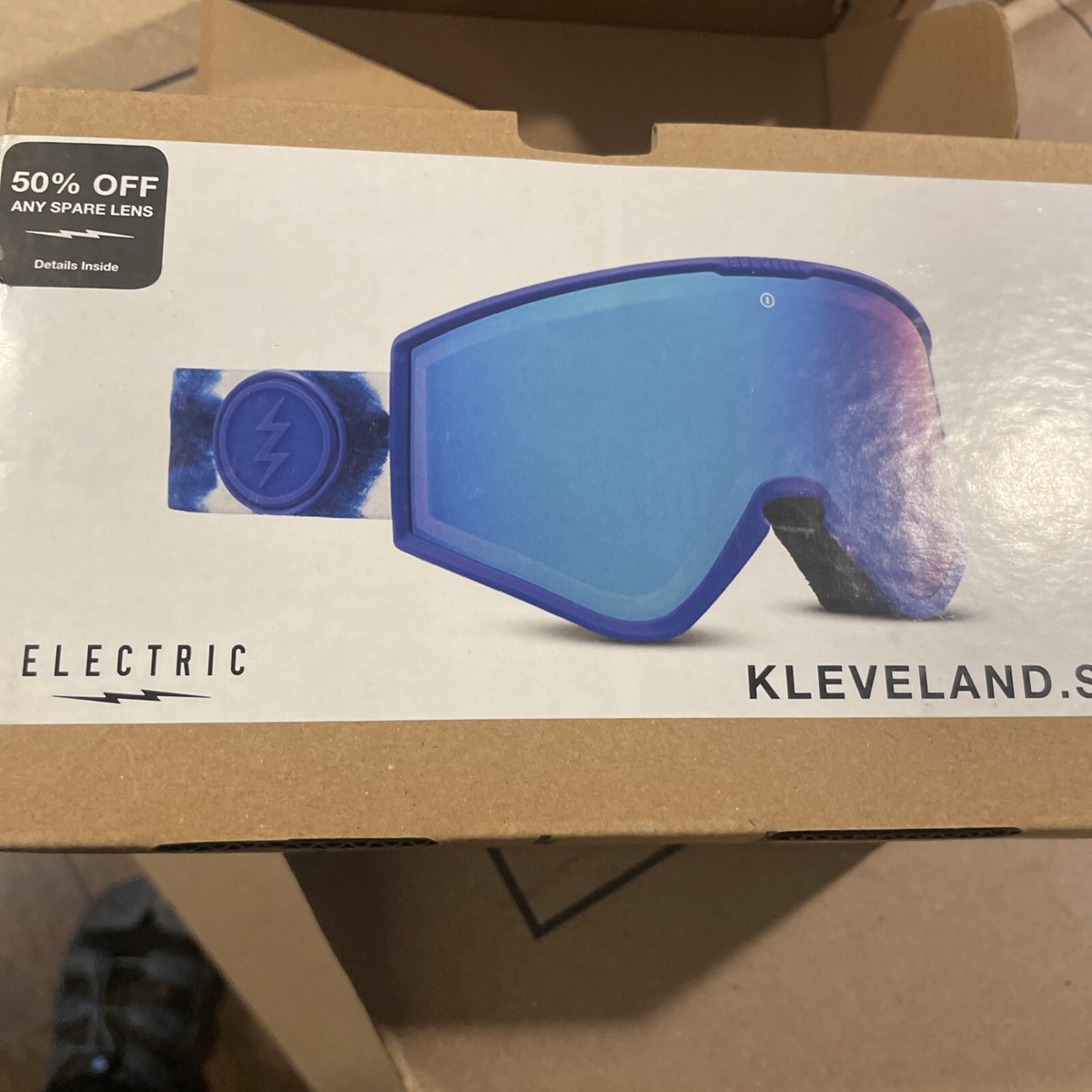 Electric Kleveland Tie Dye Snow Blue White Goggles, Genuine, NEW