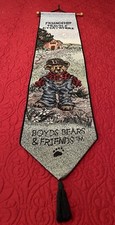 BOYDS BEAR FRIENDSHIP TRAVELS WALL HANGING TAPESTRY 9x41 WITH TASSEL MADE IN USA