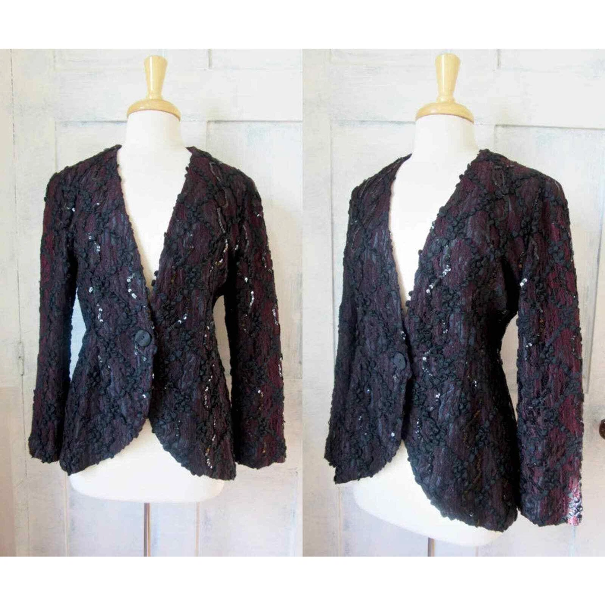 Burgundy lace jacket sale