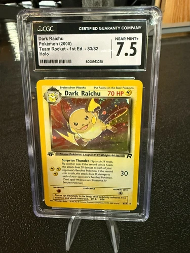 CGC 7.5 Near Mint Dark Raichu Team Rocket 1st Edition 83/82 Holo Pokemon Card 