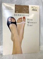 Berkshire Ultra Sheer Control Top Toeless Natural Tan Pantyhose Size 2 Plus