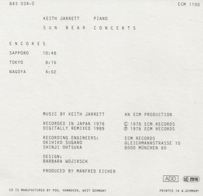 その他 Keith Jarrett Sun Bear Concerts-Piano... Sun Bear Concerts - ECM Records