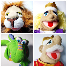LOT 4 Melissa Doug Hand Puppet King, Princess, Lion Dragon 14 / One Stick
