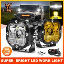 Colight 2pcs Laser 3"inch LED Work Pods Amber White Spot Offroad Driving Lights