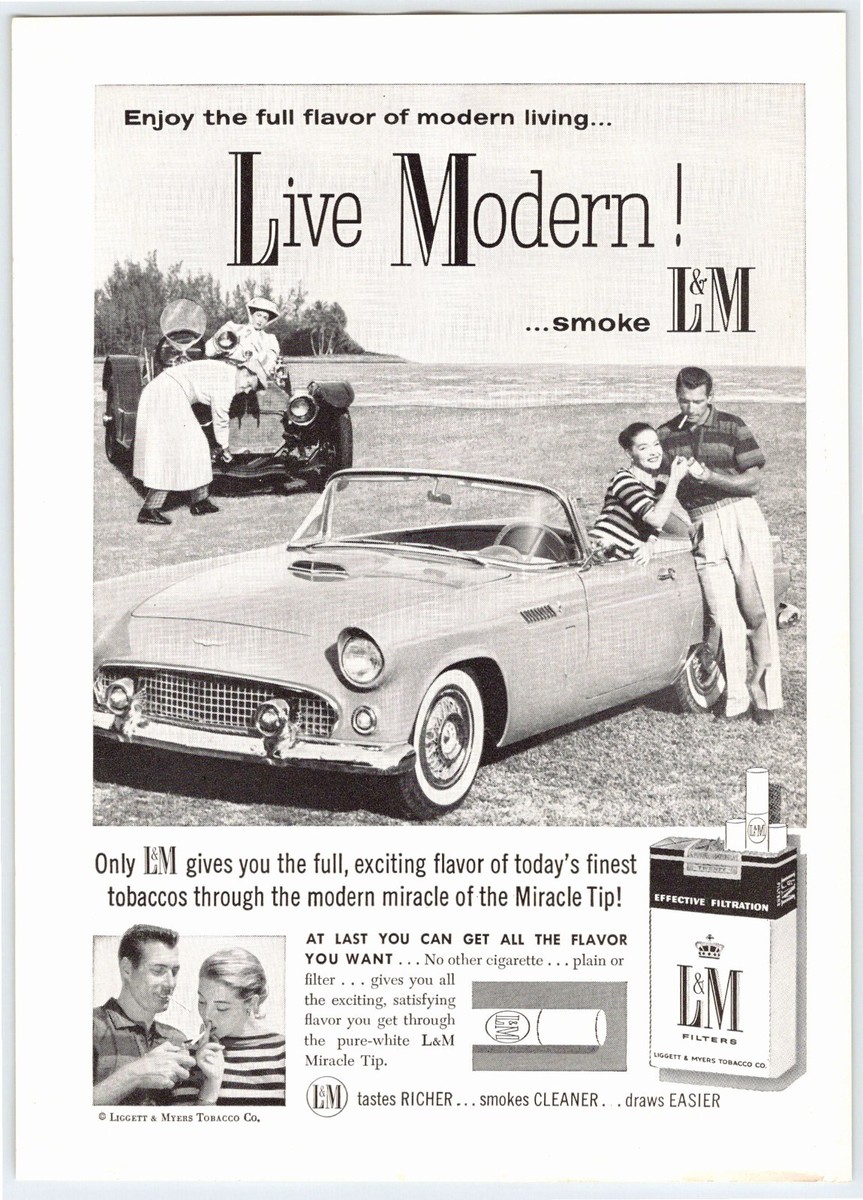 1956 CLASSIC CONVERTIBLE CAR L&M CIGARETTES Vtg 6.5"X9" Magazine Ad 1950's M317 Australia