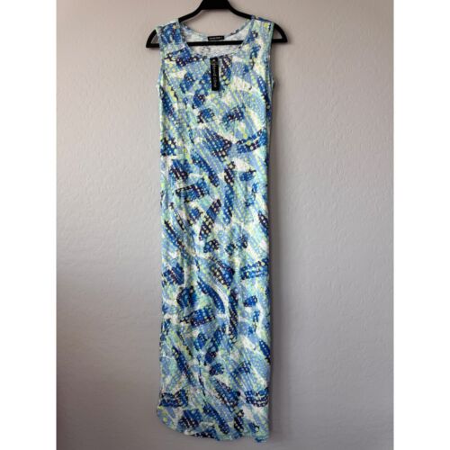 NWT David Cline Maxi Dress Sleeveless Casual Abstract Print Blue S