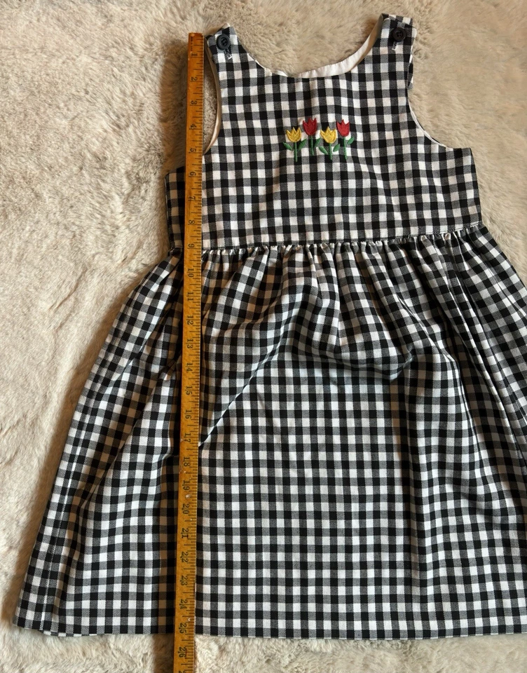 Vestido Kelly’s Niños Niñas Negro Blanco Guinga Primavera Verano Tulipanes Juveniles Talla 6 Foto 4 de 4