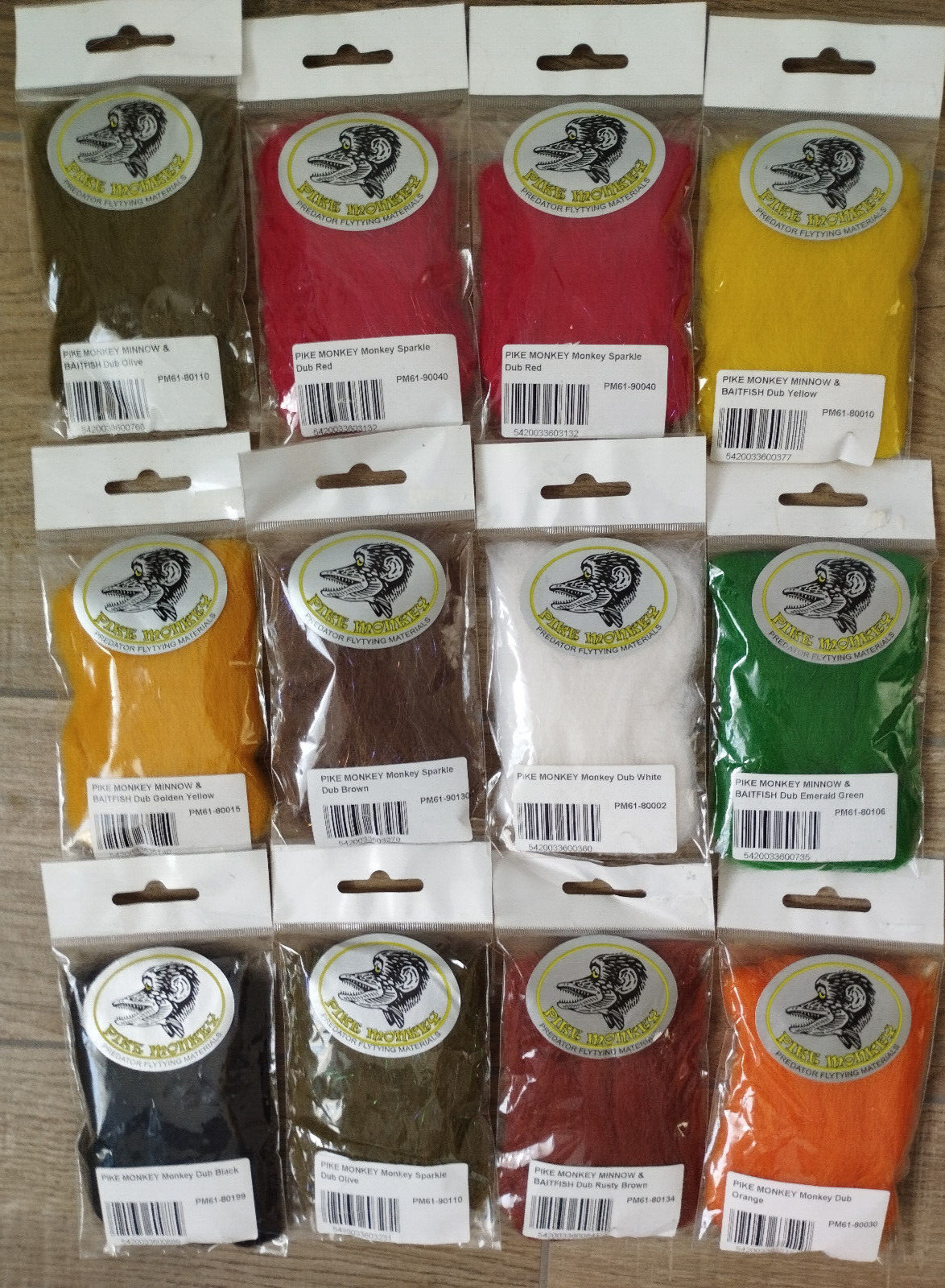 Dubbing brochet Pike Monkey Sparkle Dub lot de 12 pour monter des streamers volumineux et legers