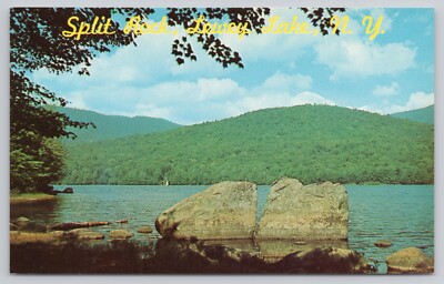 Postcard Split Rock, Lewey Lake Campsite, c. 1961, New York A6103