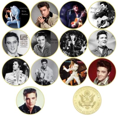Elvis Presley x13 Gold Sammelobjekt Gedenkausgabe Coins - King Of Rock & Roll