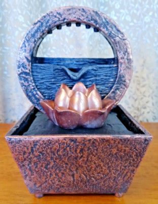 Newport Coast Dual Power Raining Lotus LED Fountain Natural River Rocks Included