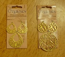 Lot of 2 New Organics Metal Pendant  Earrings Set Jewelry Making
