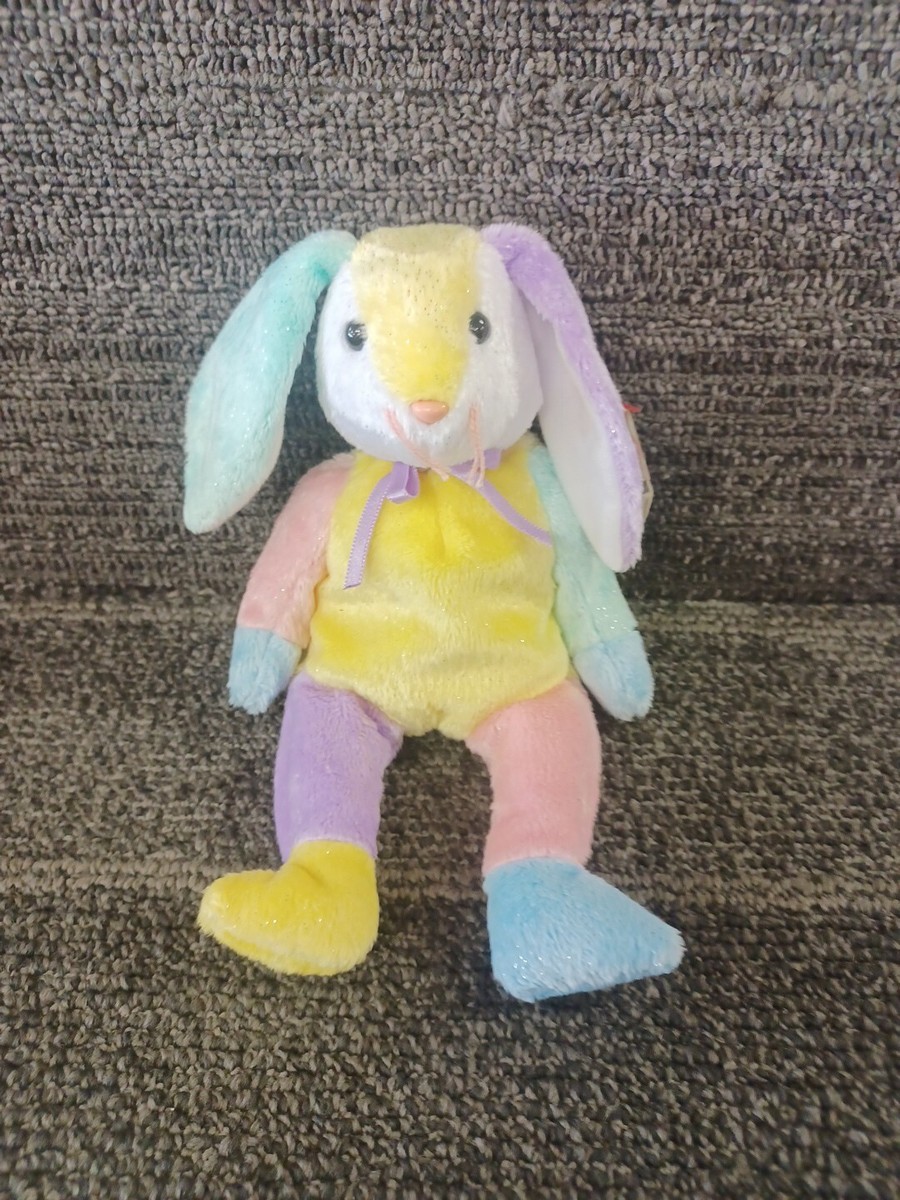 TY Beanie Baby - DIPPY the Multi-Colored Rabbit (Purple & Yellow