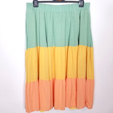 Torrid Women's Plus Multicolor Tiered Maxi Skirt Sz 3X Boho Elastic Waist Beach